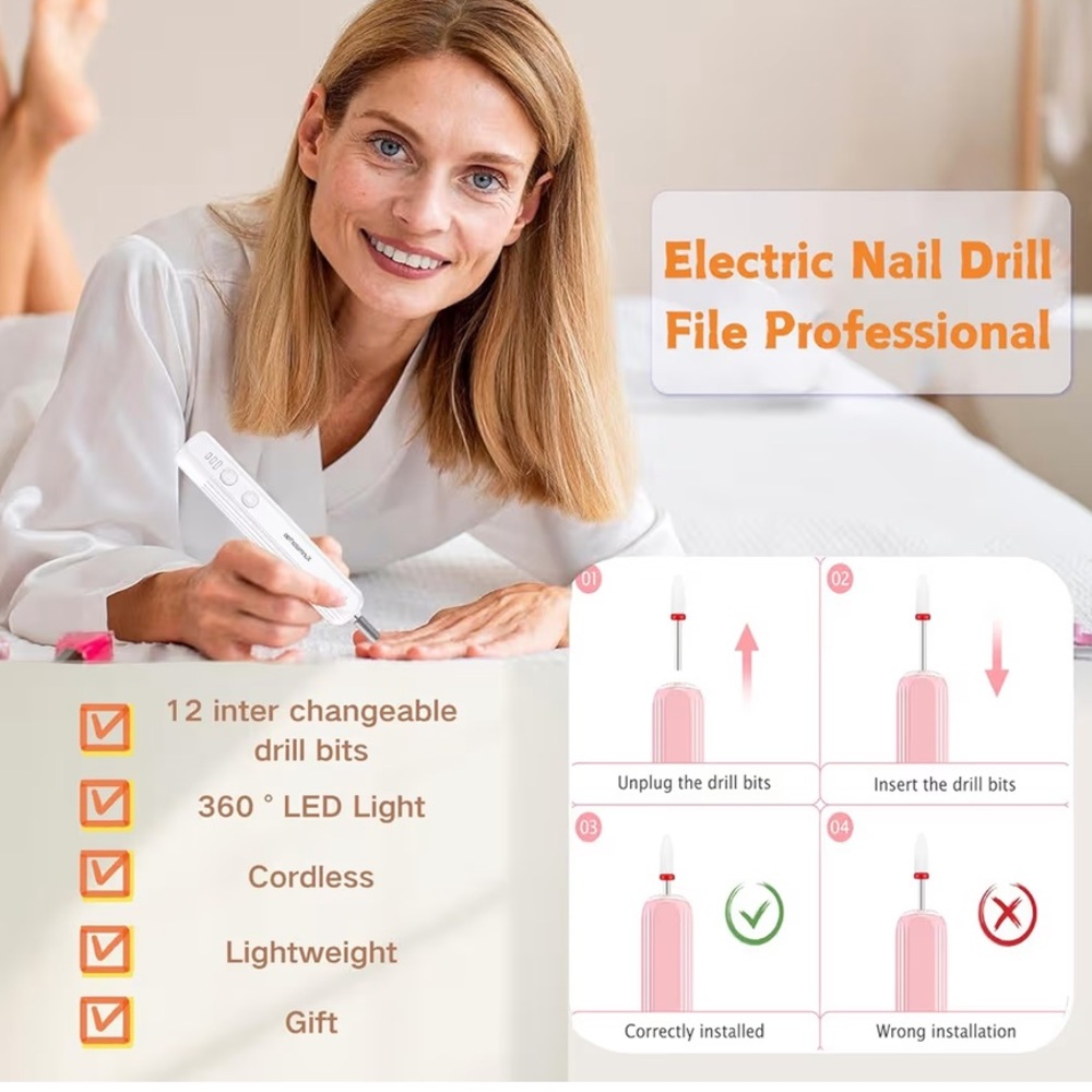 Pink Electric Nail File Set - Picture 4 of 4